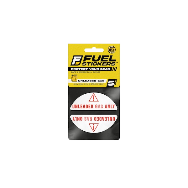 Unleaded Sticker, Gas Cap Label for Fleet Vehicles: Car, SUV, Van, Rentals, Hvy-Dty, 5PK